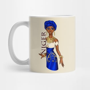 Black is Beautiful -Niger Melanin Girl in traditional outfit Mug